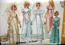 8589 SS-LS EMPIRE BRIDES/MAID DRESS,DETACH TRAIN 69 PATTERN 8
